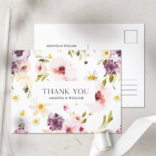 Cartão Postal De Anúncio Cartão de agradecimento de casamento com flores el