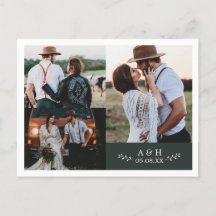 Cartão de Agradecimento de Casamento com Monograma