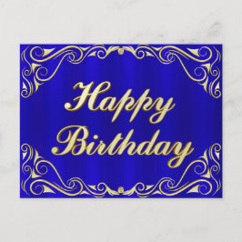 Cartão Postal De Anúncio Cartão de Boas Festas de Aniversário Elegante Dour