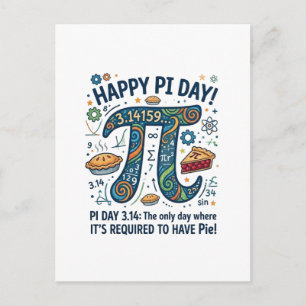 Cartão Postal De Anúncio Cartão de Boas Festas do Dia do Pi Engraçado – 3.1