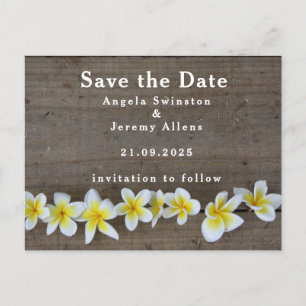 Cartão Postal De Anúncio Cartão de casamento Frangipani / Plumeria Save The
