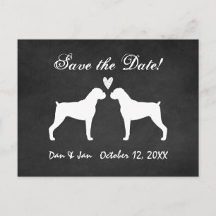 Cartão Postal De Anúncio Cartão de Compromisso de Casamento de Cães Boxer