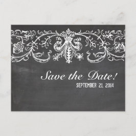 Cartão Postal De Anúncio Cartão de data de casamento em lousa de giz vintag