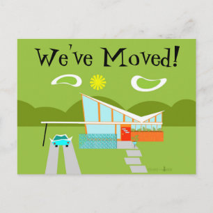 Cartão Postal De Anúncio Cartão de Mudança de Endereço de Casa Retro Palm S