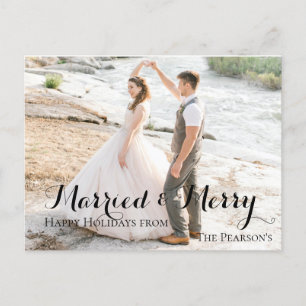 Cartão Postal De Anúncio Cartão de Natal do Primeiro Ano de Casados