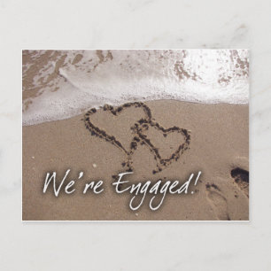 Cartão Postal De Anúncio Cartão de noivado de amor na praia
