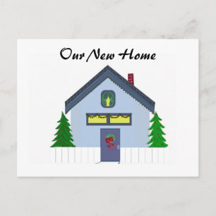 Cartão Postal De Anúncio Cartão de Novo Endereço Azul House