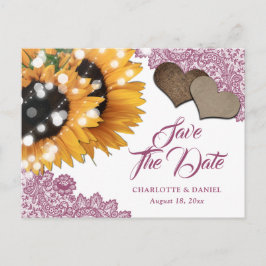 Cartão Postal De Anúncio Cartão de Pré-Data de Casamento Girassol Rosa