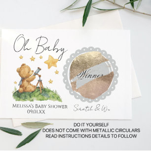 Cartão Postal De Anúncio Cartão de Raspadinha DIY para Chá de Bebê Urso Ted