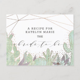 Cartão Postal De Anúncio Cartão de Receita da Noiva Cactus & Suculentas na 