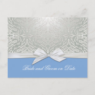 Cartão Postal De Anúncio Cartão de reserva da data em fita de luxo damasco 