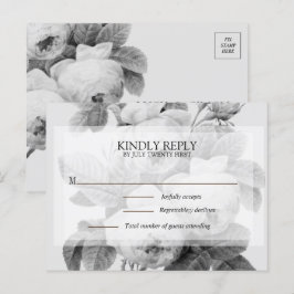 Cartão Postal De Anúncio Cartão de Resposta Isabella Monocromático Rosas Vi