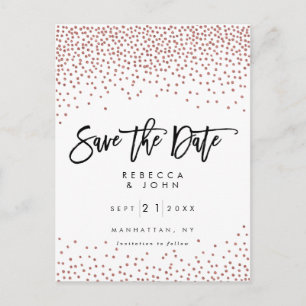 Cartão Postal De Anúncio cartão de salva data de casamento com confete em d