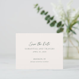 Cartão Postal De Anúncio Cartão de Salvar a Data de Casamento Floresta Verd