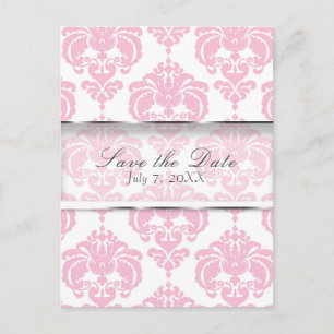 Cartão Postal De Anúncio Cartão de Salvar a Data de Casamento Pink & White 
