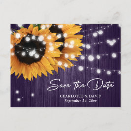 Cartão Postal De Anúncio Cartão de Salvar Data de Casamento Girassol Roxo