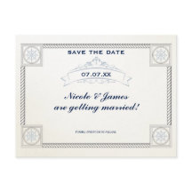 Cartão de Salve a Data de Casamento Vintage Náutic