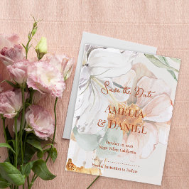 Cartão Postal De Anúncio Cartão de Save the Date de Casamento | Floral Blus