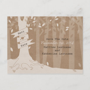 Cartão Postal De Anúncio Cartão de Save The Date de Casamento Floresta Olha