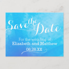 Cartão Postal De Anúncio Cartão de save the date pintado com aguada de aqua