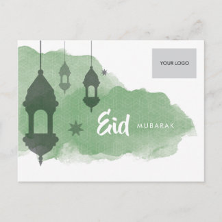 Cartão Postal De Anúncio Cartão incorporado de Eid - verde