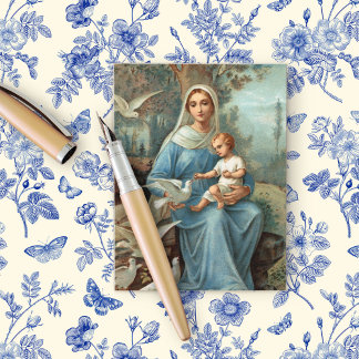 Cartão Postal De Anúncio Cartão-postal Azul-Madonna