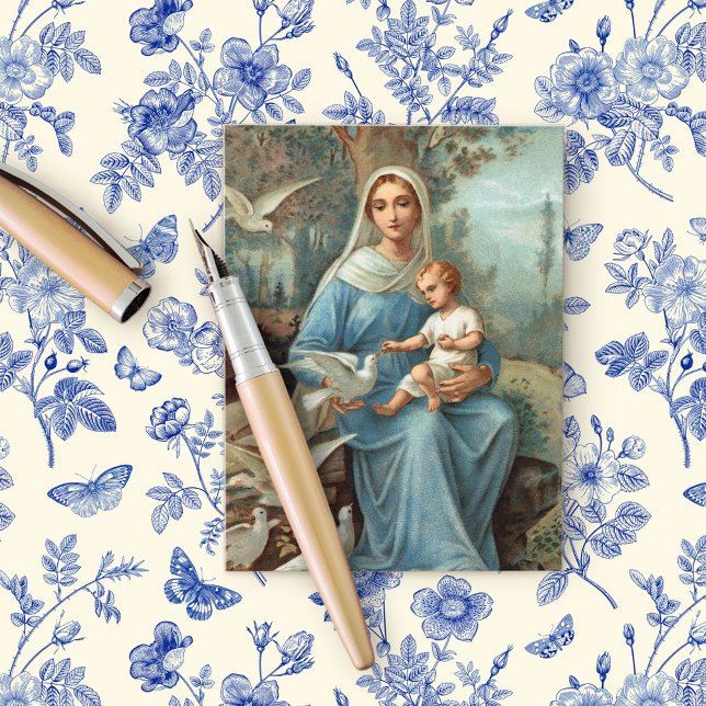 Cartão Postal De Anúncio Cartão-postal Azul-Madonna (Criador carregado)