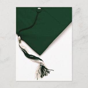Cartão Postal De Anúncio Cartão-postal Boné de formatura Verde e Tassel