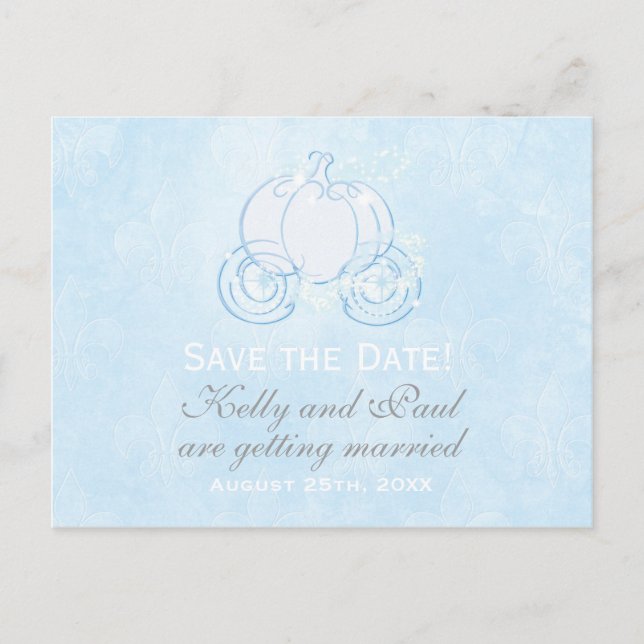 Cartão Postal De Anúncio Cartão-postal Carruagem Cinderela Azul (Frente)