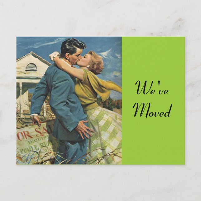 Cartão Postal De Anúncio Cartão-Postal Casal Retroativo A Mover Para Novo E (Frente)