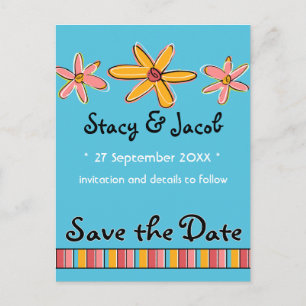Cartão Postal De Anúncio Cartão-postal Crazy Daisy "Save the Date" (Salvar 