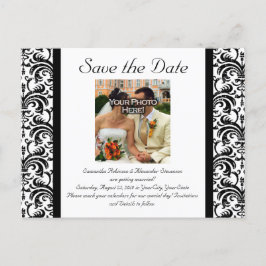 Cartão Postal De Anúncio Cartão-postal de data para casamento preto/branco