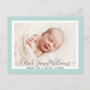 Cartão Postal De Anúncio Cartão-postal de lançamento de nascimento bonito e