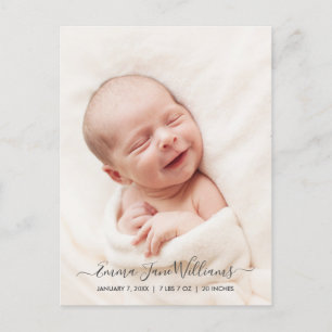 Cartão Postal De Anúncio Cartão-postal de lançamento de nascimento bonito e