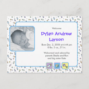 Cartão Postal De Anúncio Cartão-postal de lançamento do Baby Boy Birth