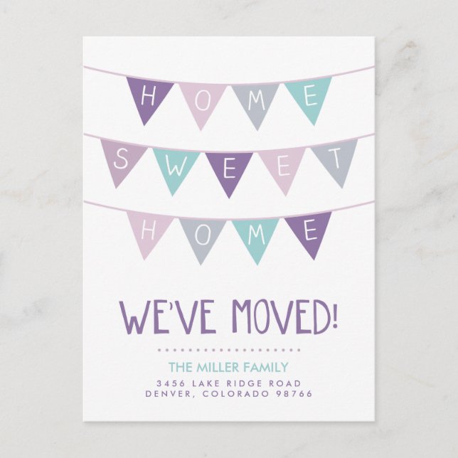 Cartão Postal De Anúncio Cartão-postal de lançamento do Home Sweet Moving (Frente)