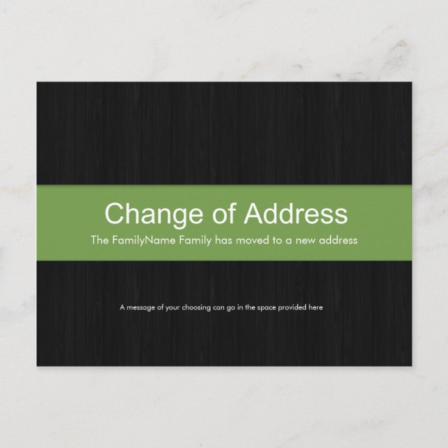 Cartão Postal De Anúncio Cartão-postal de Madeiras Escuras e Mudança Verde  (Frente)