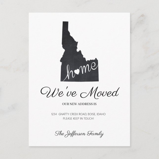 Cartão Postal De Anúncio Cartão-postal de Mover de Estado do Quadro Idaho (Frente)