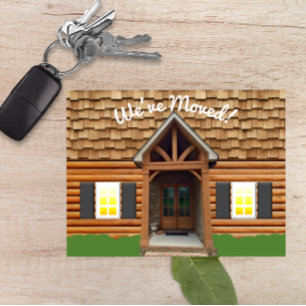 Cartão Postal De Anúncio Cartão-postal de novo endereço com face de cabine