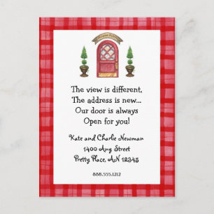 Cartão Postal De Anúncio Cartão-postal de novo endereço da porta vermelha