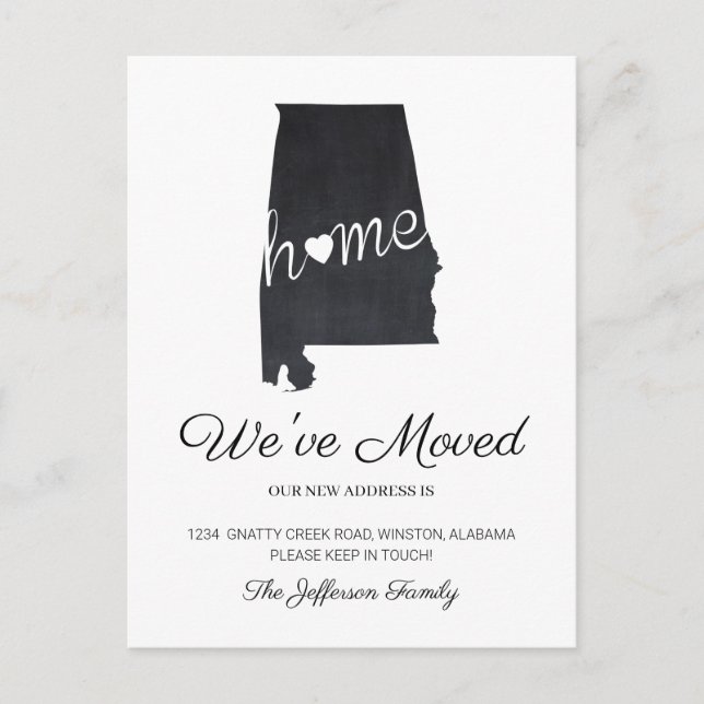 Cartão Postal De Anúncio Cartão-postal do mapa de estado do Alabama (Frente)