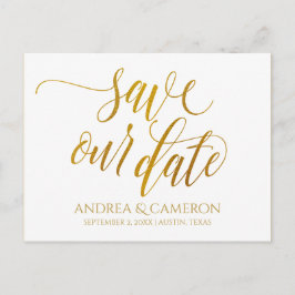 Cartão Postal De Anúncio Cartão-postal Luxe Typografia Save-the-Date | Faux