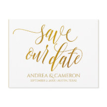 Cartão-postal Luxe Typografia Save-the-Date | Faux
