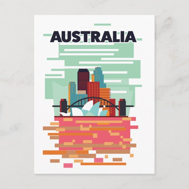 Cartão Postal De Anúncio Cartaz de viagem da Austrália (Frente)