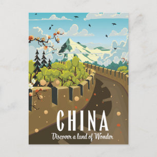 Cartão Postal De Anúncio Cartaz de viagem da Grande Muralha da China