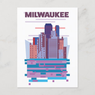 Cartão Postal De Anúncio Cartaz de viagem de Milwaukee