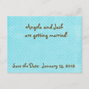 Cartão Postal De Anúncio Cartões-postais Aqua Polka Dot Save the Date