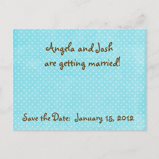 Cartão Postal De Anúncio Cartões-postais Aqua Polka Dot Save the Date (Frente)