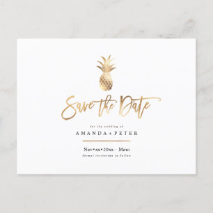 Cartão Postal De Anúncio Cartões-postais de aviso prévio de abacaxi em ouro