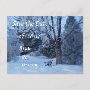 Cartão Postal De Anúncio Cartões-postais de casamento de banco de inverno